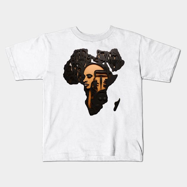 Africa Map Art Kids T-Shirt by Merchweaver